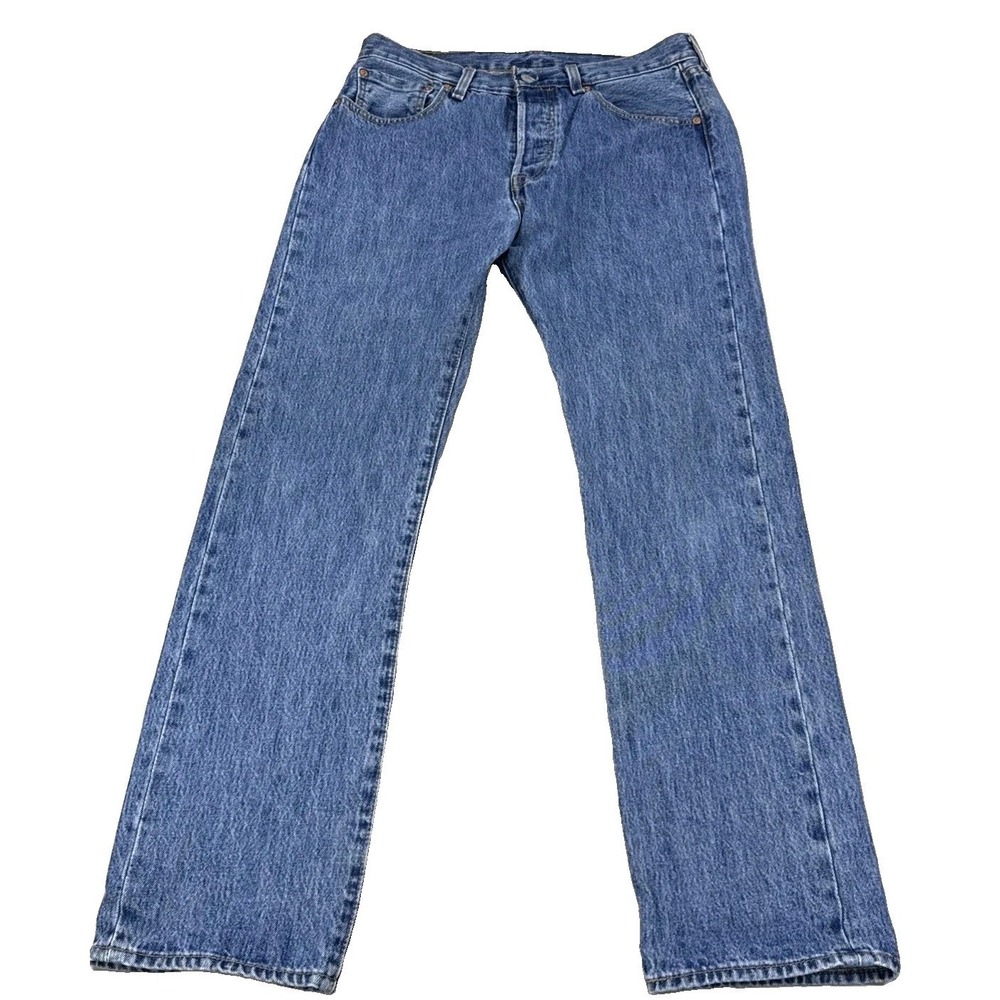 Levi's 501 Jeans Mens 32x32  Blue Button Fly Straight Leg Denim Classic - Picture 3 of 13